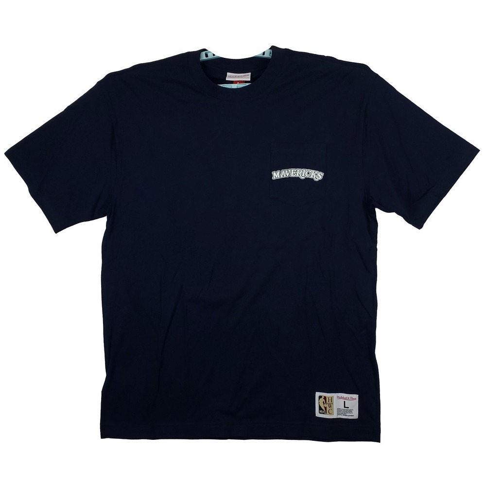 Dallas Mavs Mitchell & Ness NBA Large Shirt Embroidery Logo Front Pocket‎ NWT